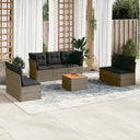 vidaXL 8-Piece Lounge Set with Cushions Poly Rattan Black