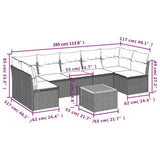 vidaXL 8-Piece Lounge Set with Cushions Poly Rattan Black