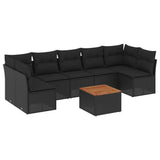 vidaXL 8-Piece Lounge Set with Cushions Poly Rattan Black