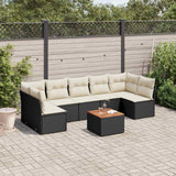 vidaXL 8-Piece Lounge Set with Cushions Poly Rattan Black