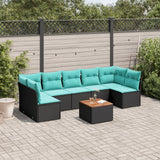 vidaXL 8-Piece Lounge Set with Cushions Poly Rattan Black