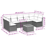 vidaXL 8-Piece Lounge Set with Cushions Poly Rattan Black