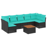 vidaXL 8-Piece Lounge Set with Cushions Poly Rattan Black
