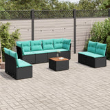 vidaXL 9-delige Loungeset met kussens poly rattan grijs
