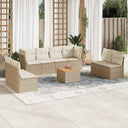 vidaXL 9-delige Loungeset met kussens poly rattan zwart