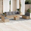 vidaXL 9-delige Loungeset met kussens poly rattan zwart