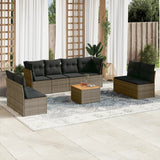 vidaXL 9-delige Loungeset met kussens poly rattan zwart