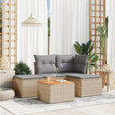vidaXL 5-delige Loungeset met kussens poly rattan zwart