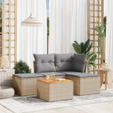 vidaXL 5-delige Loungeset met kussens poly rattan zwart