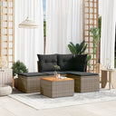 vidaXL 5-delige Loungeset met kussens poly rattan zwart