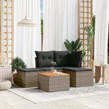 vidaXL 5-delige Loungeset met kussens poly rattan zwart