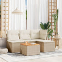 vidaXL 5-delige Loungeset met kussens poly rattan zwart