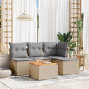 vidaXL 5-delige Loungeset met kussens poly rattan zwart