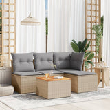 vidaXL 5-delige Loungeset met kussens poly rattan zwart