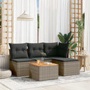 vidaXL 5-delige Loungeset met kussens poly rattan zwart