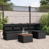 vidaXL 6-Piece Lounge Set with Cushions Poly Rattan Black