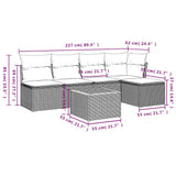 vidaXL 6-Piece Lounge Set with Cushions Poly Rattan Black