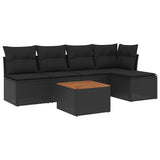 vidaXL 6-Piece Lounge Set with Cushions Poly Rattan Black