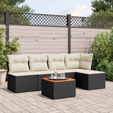 vidaXL 6-Piece Lounge Set with Cushions Poly Rattan Black