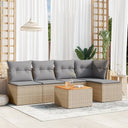 vidaXL 6-Piece Lounge Set with Cushions Poly Rattan Black