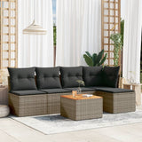 vidaXL 6-Piece Lounge Set with Cushions Poly Rattan Black