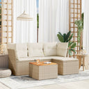 vidaXL 5-delige Loungeset met kussens poly rattan zwart