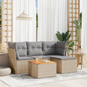 vidaXL 5-delige Loungeset met kussens poly rattan zwart