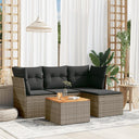vidaXL 5-delige Loungeset met kussens poly rattan zwart
