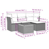 vidaXL 5-delige Loungeset met kussens poly rattan zwart
