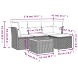 vidaXL 5-Piece Garden Sofa Set with Cushions, Grey Poly Rattan