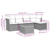 vidaXL 6-piece Lounge Set with Cushions Poly Rattan Black