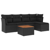 vidaXL 6-piece Lounge Set with Cushions Poly Rattan Black
