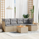 vidaXL 6-piece Lounge Set with Cushions Poly Rattan Black