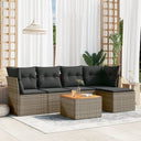 vidaXL 6-piece Lounge Set with Cushions Poly Rattan Black