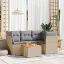 vidaXL 5-delige Loungeset met kussens poly rattan zwart