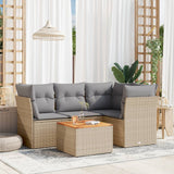 vidaXL 5-delige Loungeset met kussens poly rattan zwart