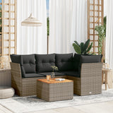 vidaXL 5-delige Loungeset met kussens poly rattan zwart