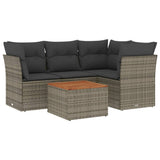 vidaXL 5-delige Loungeset met kussens poly rattan zwart