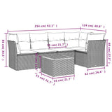 vidaXL 6-delige Loungeset met kussens poly rattan zwart