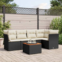 vidaXL 6-delige Loungeset met kussens poly rattan zwart