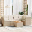 vidaXL 6-delige Loungeset met kussens poly rattan zwart