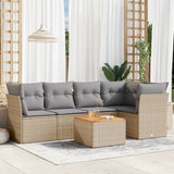 vidaXL 6-delige Loungeset met kussens poly rattan zwart