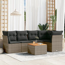 vidaXL 6-delige Loungeset met kussens poly rattan zwart