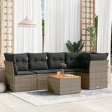 vidaXL 6-delige Loungeset met kussens poly rattan zwart