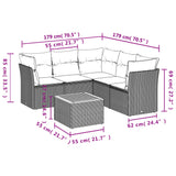 vidaXL 6-Piece Lounge Set with Cushions Poly Rattan Black