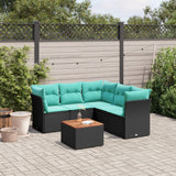 vidaXL 6-Piece Lounge Set with Cushions Poly Rattan Black