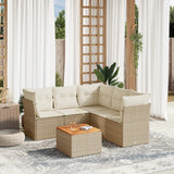 vidaXL 6-delige Loungeset met kussens poly rattan zwart