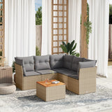 vidaXL 6-delige Loungeset met kussens poly rattan zwart