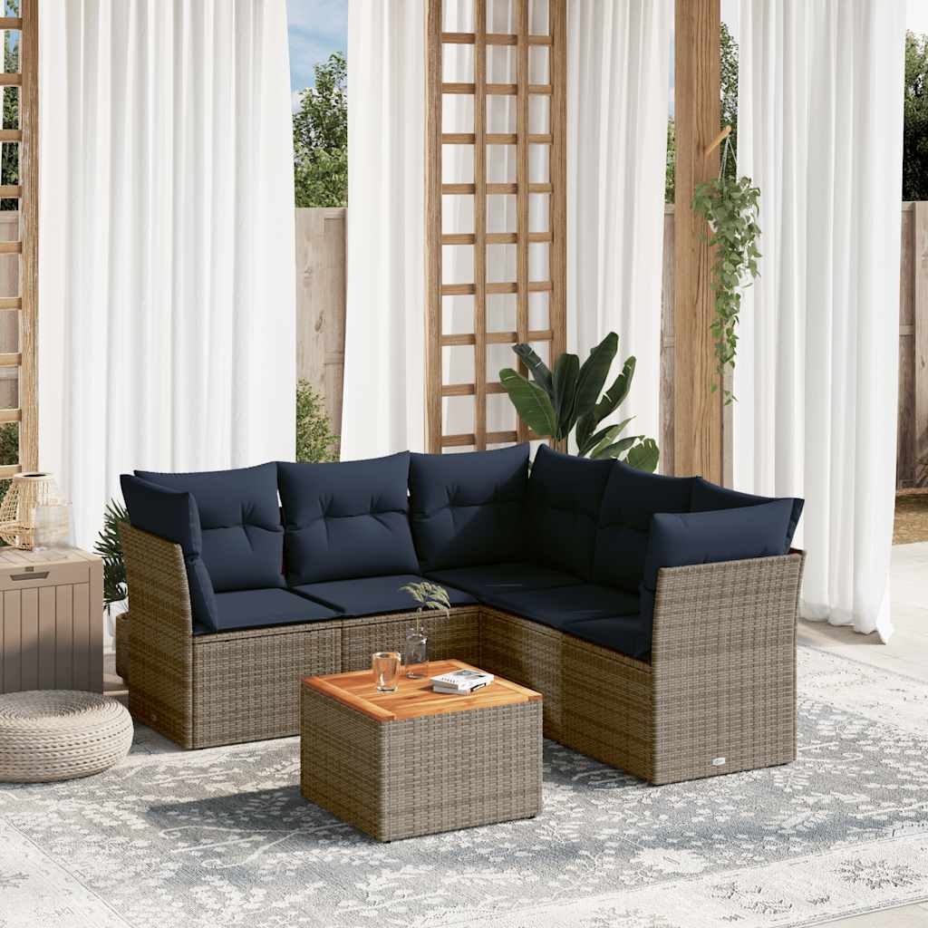 vidaXL 6-Piece Lounge Set with Cushions Poly Rattan Black
