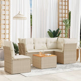 vidaXL 6-delige Loungeset met kussens poly rattan zwart